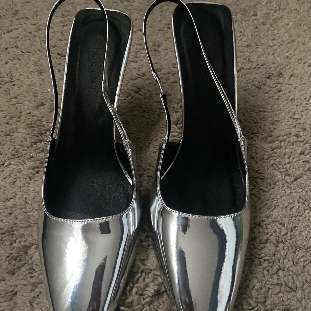 Billini Belinda Chrome Pointed Toe Heels